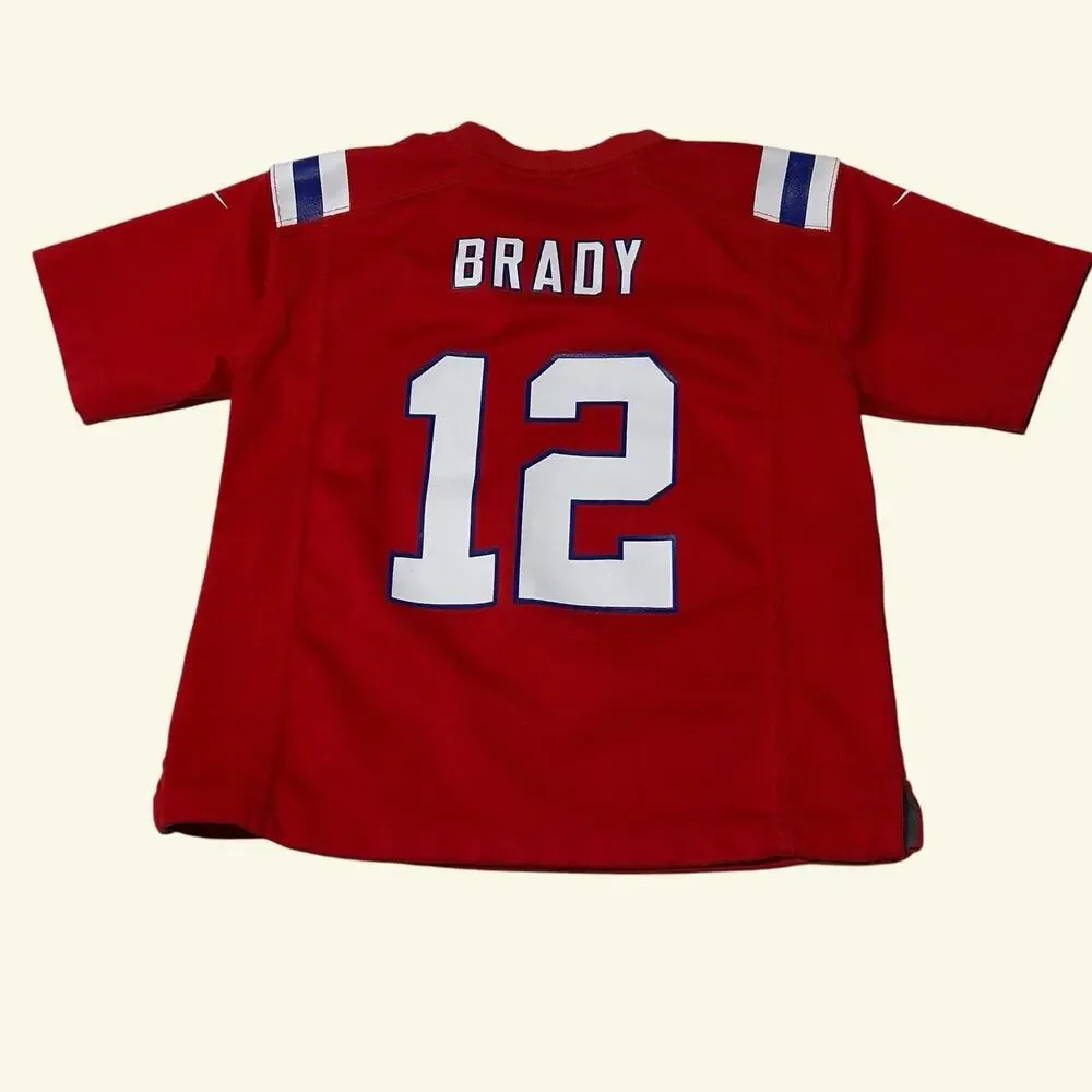 Nike Tom Brady New England Patriots Red Alternate Jersey 12 Kids Boys Youth M